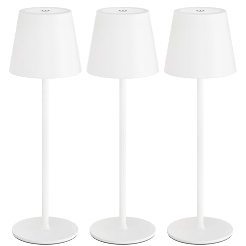 3 Pack Cordless Table Lamp Rechargeable 5000mAH Battery Operated Lights Touch Control LED Portable Desk Lamps 3 Color Dimming for Outdoor Coffee Bedroom Kitchen (3 Count)