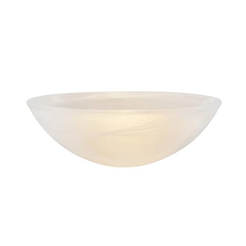 23514-11, Alabaster Replacement Glass Shade for Medium Base Socket Torchiere Lamp, Swag Lamp, Pendant and Island Fixture. 9-7/8" Diameter x 3-3/8" Height