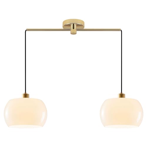 2 Light Milk Glass Pendant Light for Kitchen Island