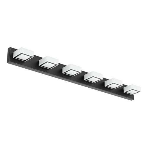 Black Bathroom Vanity Lights 48inch Metal Acrylic LED Modern Bathroom Wall Lighting Fixtures Matte Black