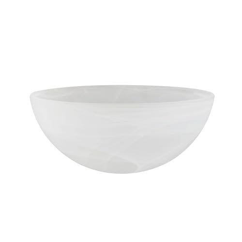 23516-21, Alabaster Replacement Glass Shade for Medium Base Socket Torchiere Lamp, Swag Lamp and Pendant, 13" Diameter x 5-3/4" High