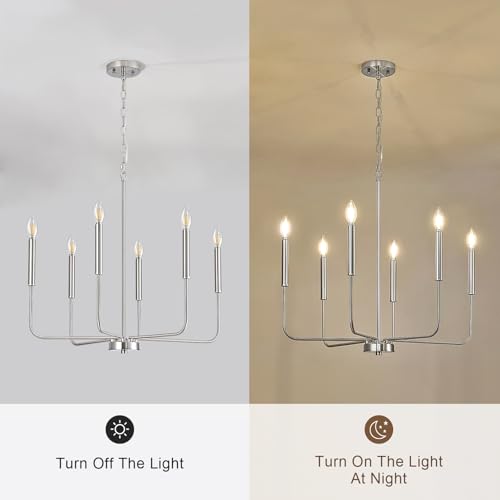 Modern Brushed Nickel Chandelier for Dining Room