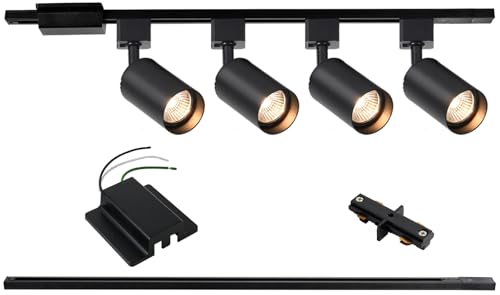 8 Light LED Track Lighting Kit with 6.6FT H Track Lighting Rails & Floating Canopy Connector