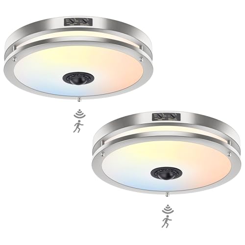 2 Pack 12" LED Motion Sensor Outdoor Ceiling Light (2 Count)