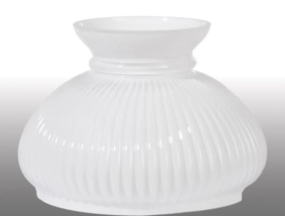 7Inch Student Shade with Ribbed Design and White over Clear Cased Glass for Vintage and Antique Style Table Lamps and Sconces