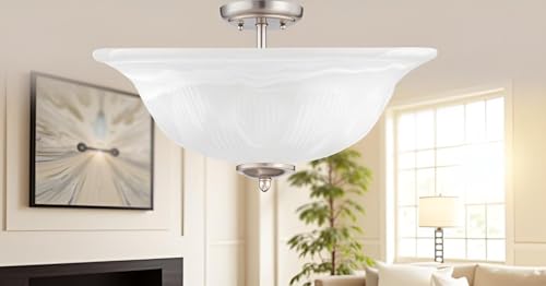 25016-65-1 Replacement Alabaster Glass shade for Flush Mount or Semi-Flush Mount, 1/2" Center Hole, 11-5/8" Diameter x 3-7/8" Height