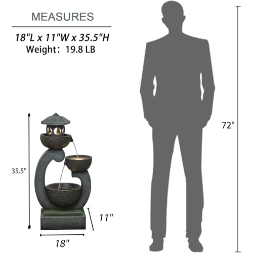 35.5" H Water Fountain Outdoor Garden 3