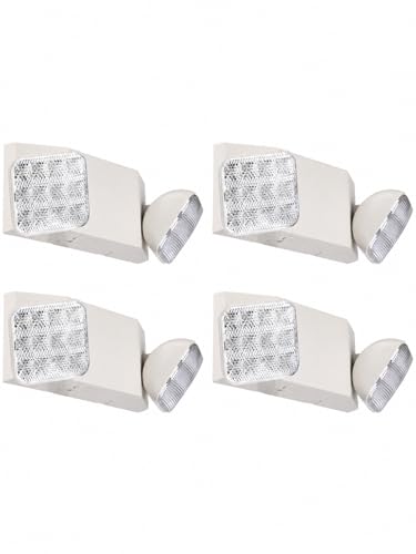 4 Pack LED Emergency Lights with Battery Backup UL Listed White (4 Count)