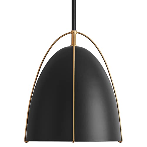 Black Dome Pendant Light 10in Kitchen Island Pendant Lighting Modern Black & Gold Ceiling Pendant Light Fixture for Kitchen Sink Dining Room