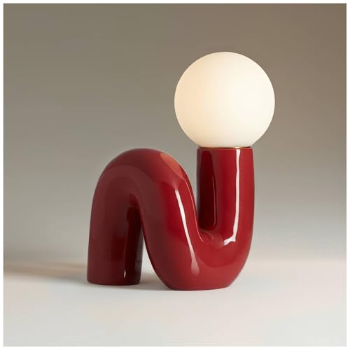 Fondant 11 3 4" Small Accent Lamp Velvet Red Glass Mid Century Modern