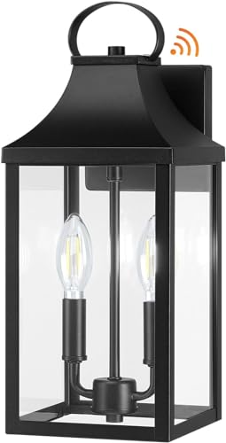 15" Dusk to Dawn Black Outdoor Wall Lantern 2