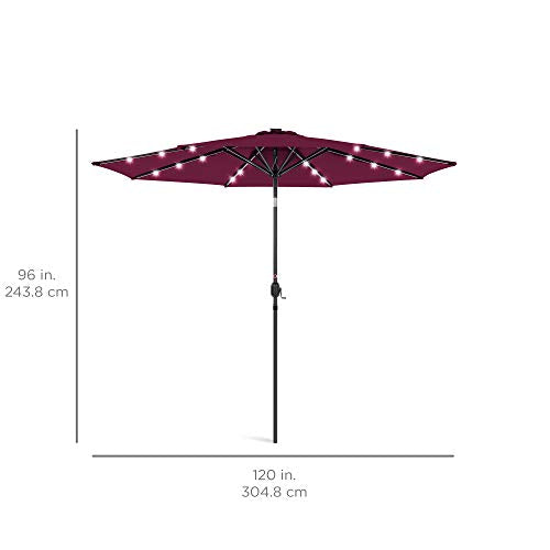10ft Solar Polyester LED Lighted Patio Umbrella w (10 Feet)