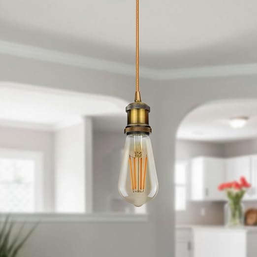 E26 Lamp Holder Socket Yellow Brass Metal Vintage Edison Bulb Holder IP20 Hardwired Medium Base Fitting for Pendant Wall Table Lamps DIY Indoor Lighting (2 Count)