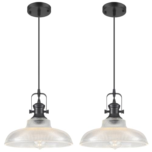 Black Glass Pendant Lights Kitchen Island (2 Count)