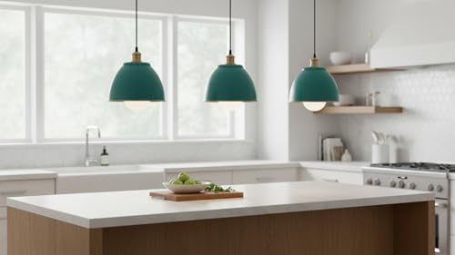 21601-71,Replacement Metal Shade for Pendant Light,Aquamarine,7-7/8"W x 5-3/4"H,Center Hole 1-5/8"
