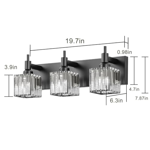 Black Crystal Bathroom Vanity Light 3