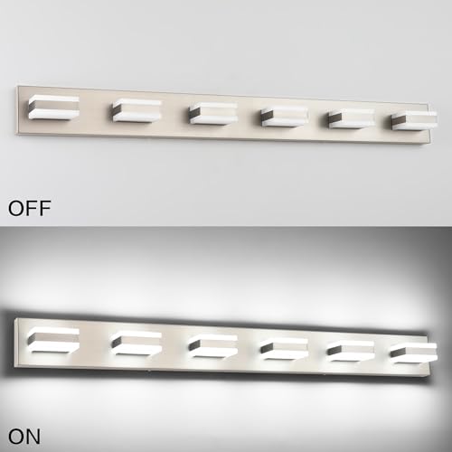 LED Modern Bathroom Vanity Lights Over Mirror Fixture Brushed Nickel Vanity Light 6 Light LED Nickel Wall Light ETL Listed