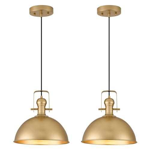 12 Inch Gold Modern Pendant Lights for Kitchen Island 2 Pack (2 Count)