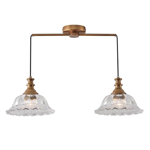 Vintage 2 Light Pendant Light Fixtures Modern Glass Hanging Lamps with Adjustable Cord for Kitchen Island Dining Room Living Room Hallway