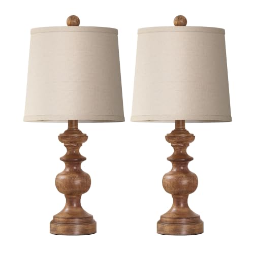 Farmhouse Table Lamp Set of 2 (Wood Grain)