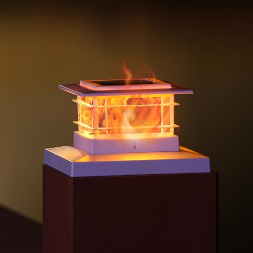 8 Pack Solar Post Cap Lights Outdoor with Flickering Flame Light (8 Count)