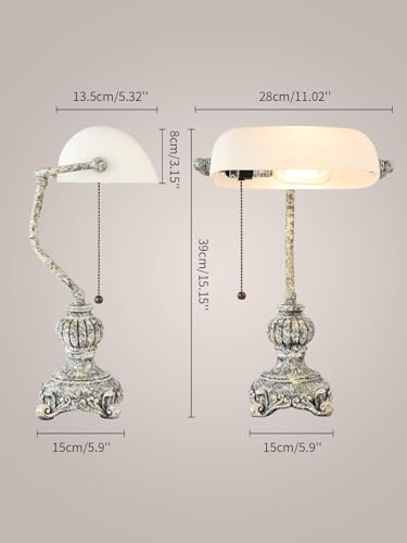 Retro White Matted Glass Bankers Desk Lamp