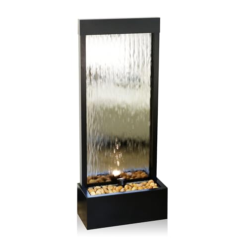 Mirror Waterfall Fountain with Stones & Lights