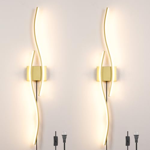 Modern Gold Plug in Wall Sconces Set of Two (2 Count)