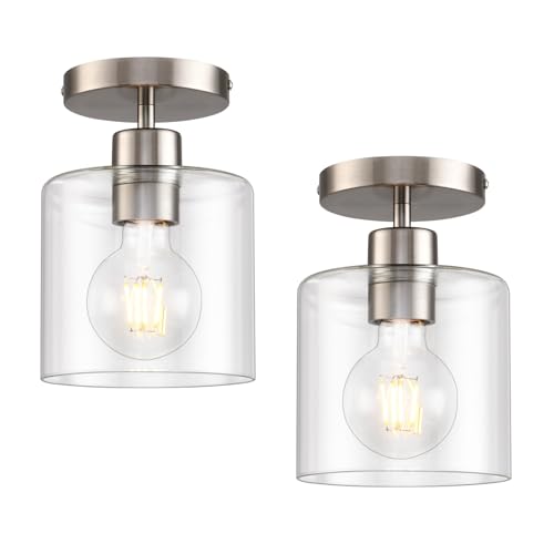 Brushed Nickel Semi Flush Mount Ceiling Light (2 Count)