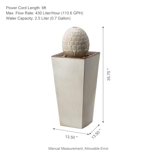Ceramic Outdoor Water Fountain with LED Light
