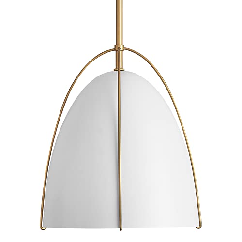 10in Dome Pendant Light White Kitchen Island Pendant Lighting Modern White & Gold Pendant Lights Fixture for Dining Room Kitchen Sink