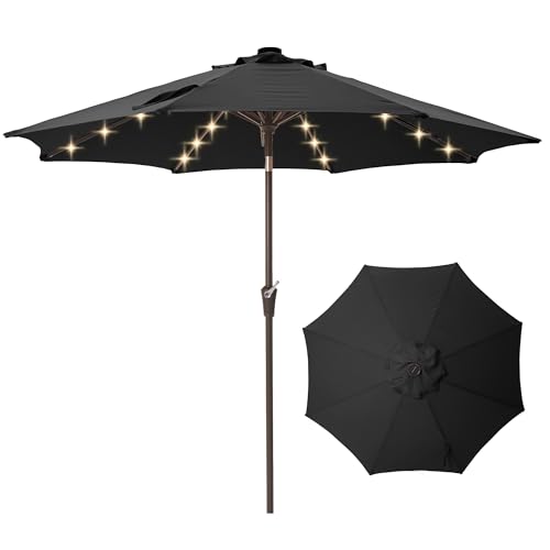 9 FT Patio Umbrella with lights Outdoor Umbrella for patio Black