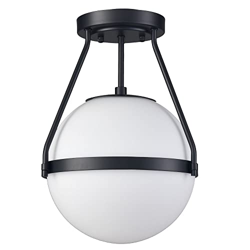 Mid Century Black Globe Ceiling Light