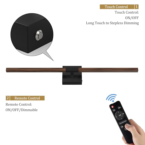 Black Walnut Rechargeable Wall Sconce with Remote Control 32 Inch