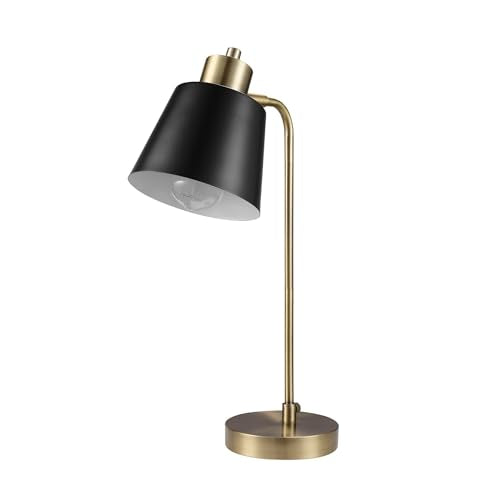 18" Matte Brass Desk Lamp with Matte Black Metal Shade