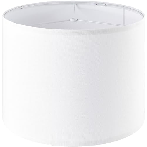 Pure White Drum Lamp Shades Set of 2 Large Lampshade 16``Top x 16``Bottom x 12``High (2 Count)