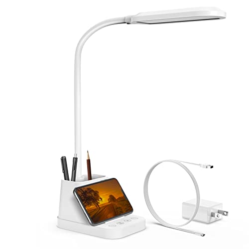 White LED Desk Lamp with USB Charging Port