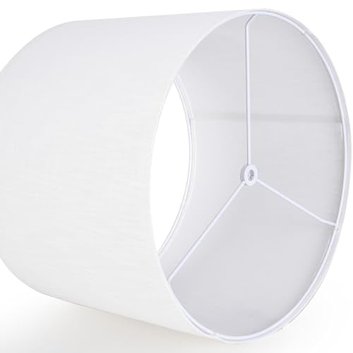 White Linen Large Drum Lamp Shade 16" x 16" x 10" Spider