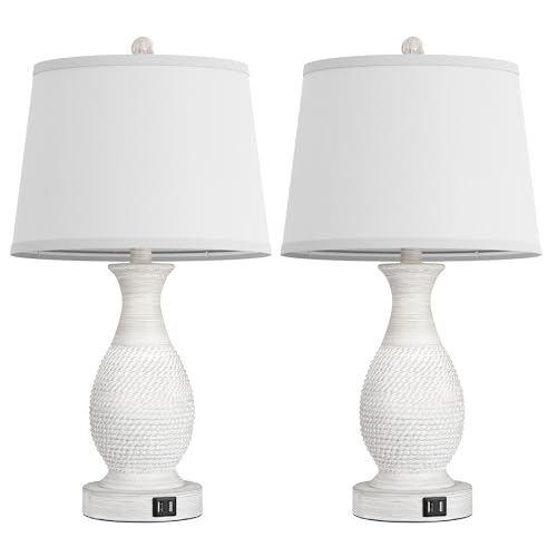 Set of 2 Table Lamps with USB C+A Fast Charging Ports (2 Count)