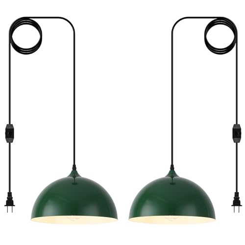 Green Plug in Pendant Light 2 Packs 11.8inch (2 Count)
