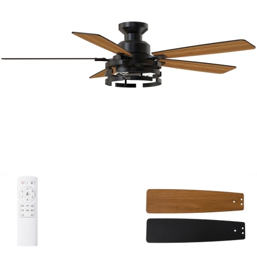 52 Inch Ceiling Fan with Light and Remote Control (Oil Black)