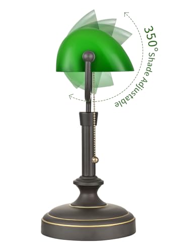 Traditional Banker's Desk Lamp with Glass Shade