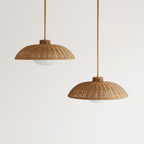 Belleville Boho Rattan Pendant Light with Diffuser