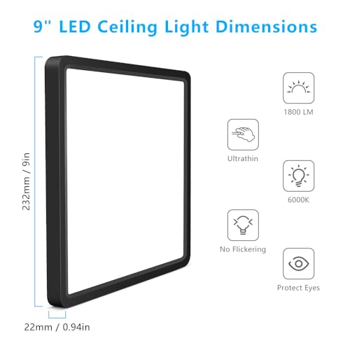 9Inch 18W Square LED Ceiling Light Fixtures Flush Mount