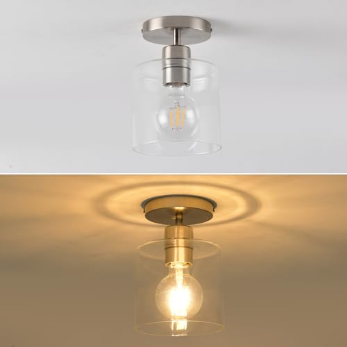 Brushed Nickel Semi Flush Mount Ceiling Light (2 Count)