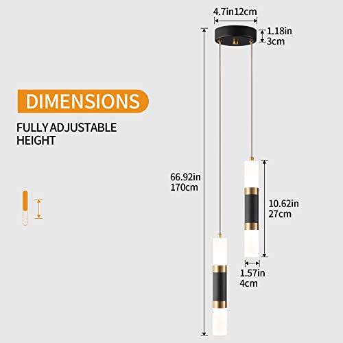 2 Light Pendant Lights Kitchen Island Dimmable LED Modern Mini Pendant Light