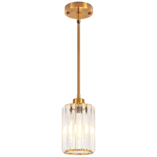 Modern Crystal Pendant Lights for Kitchen Island Brushed Gold 1 Pack