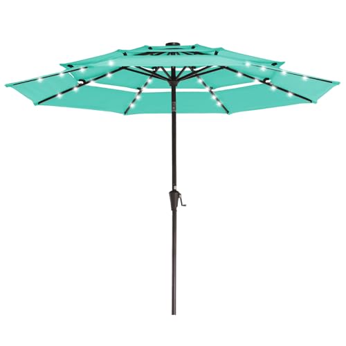 9 ft 3 Tier Outdoor LED Lighted Patio Umbrella w