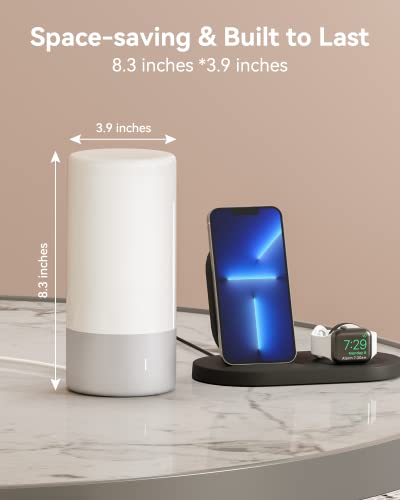 Table Lamp [Advanced] Bedside Touch Control Lamp for Bedroom 3 Level Dimmable Warm White Lights with 256 RGB Color Mode Modern Deisgn Smart Nightstand Desktop LED Lamps Portable for Read