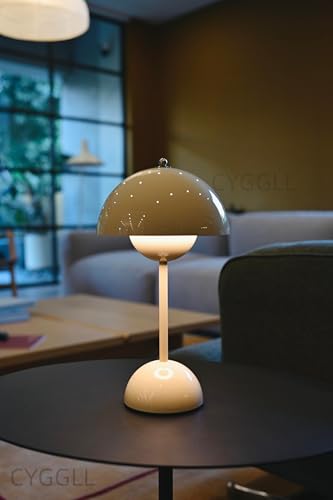 Modern Flower Bud Lamp 12" Cordless Touch Lamp Dimmable 2600mAh Rechargeable Desk Lamp Nordic Minimalist Mushroom Lamp Nightstand Bedside Lamp for Bedroom Living Room
